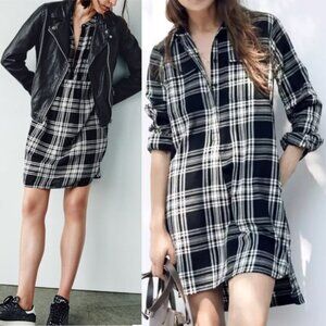 Madewell Flannel Daywalk Shirtdress Glendale Plaid S Grunge Goth Moto Preppy $98